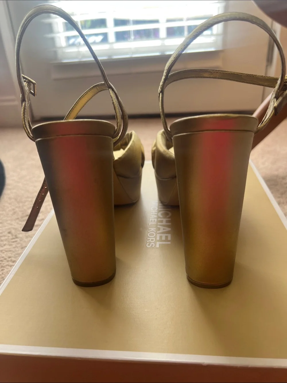Michael Kors Metallic Gold “Josie” Knotted Platform Heels